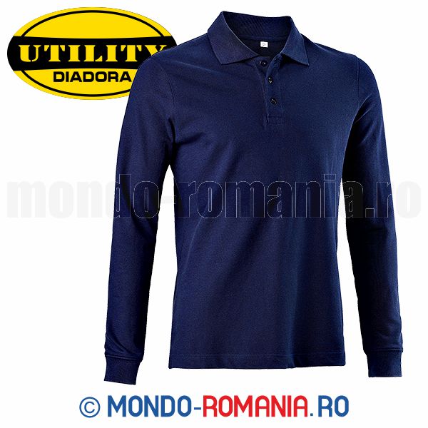 Tricou POLO albastru cu maneca lunga